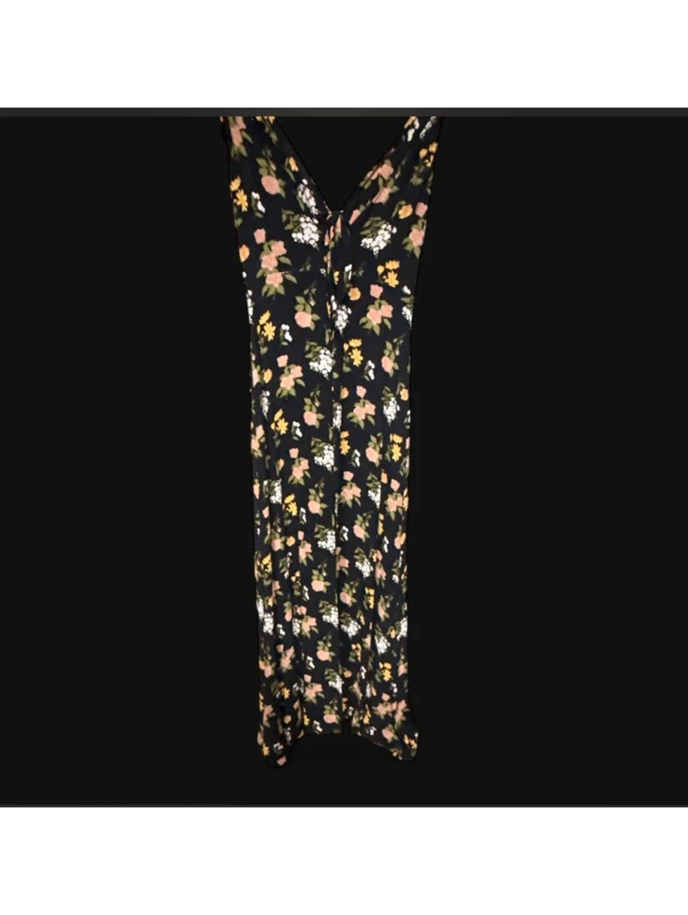 Reformation Sylvie Floral Maxi Dress Black Multicolor Tie Strap Ruching size 2